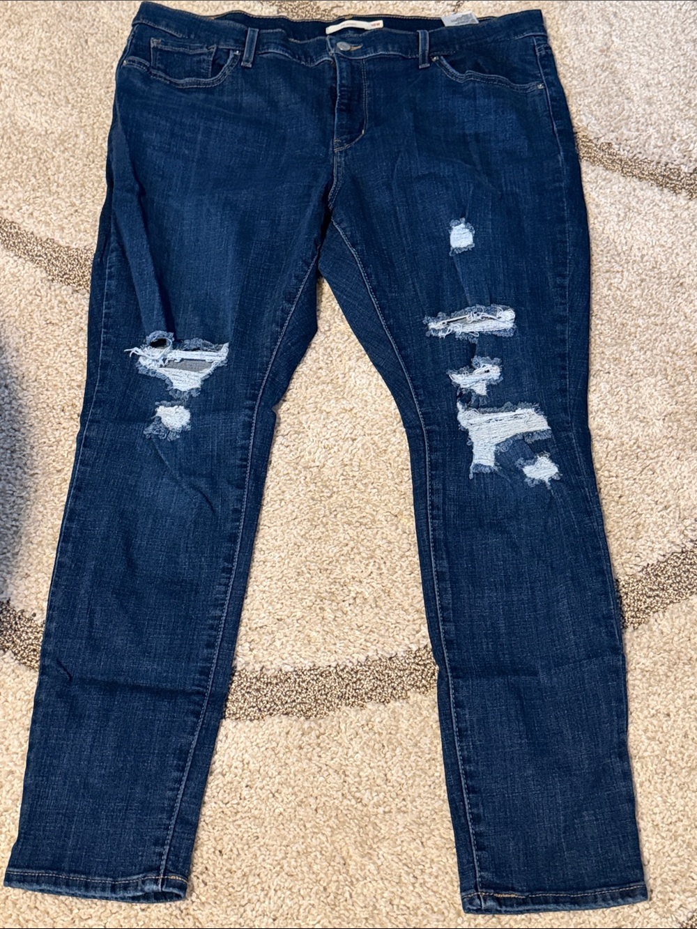 Dark Wash Distressed Women’s Jeans - Dark Blue